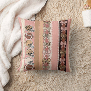Coquette Football Bows Leopard Pattern (1) Throw Pillow