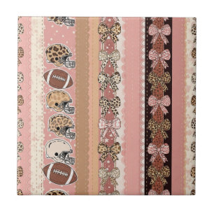 Coquette Football Bows Leopard Pattern (1) Tile
