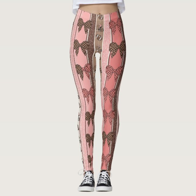 Coquette Football Bows Leopard Pattern (2) Leggings (Front)