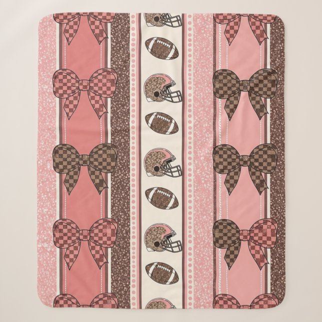Coquette Football Bows Leopard Pattern (2) Sherpa Blanket (Front)