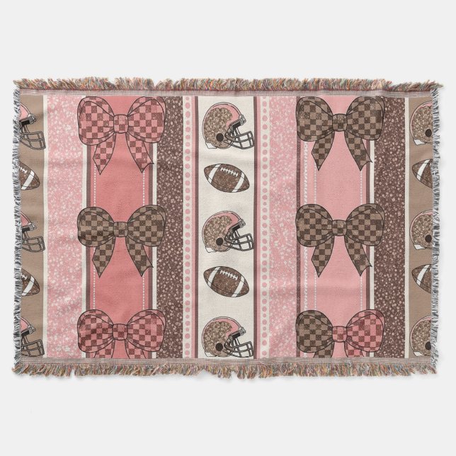 Coquette Football Bows Leopard Pattern (2) Throw Blanket (Front)