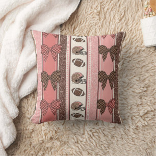 Coquette Football Bows Leopard Pattern (2) Throw Pillow