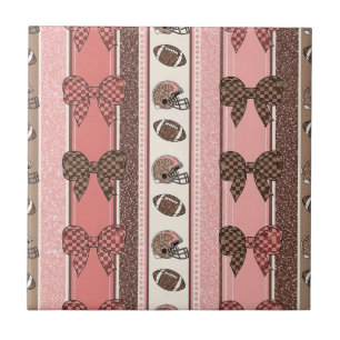 Coquette Football Bows Leopard Pattern (2) Tile
