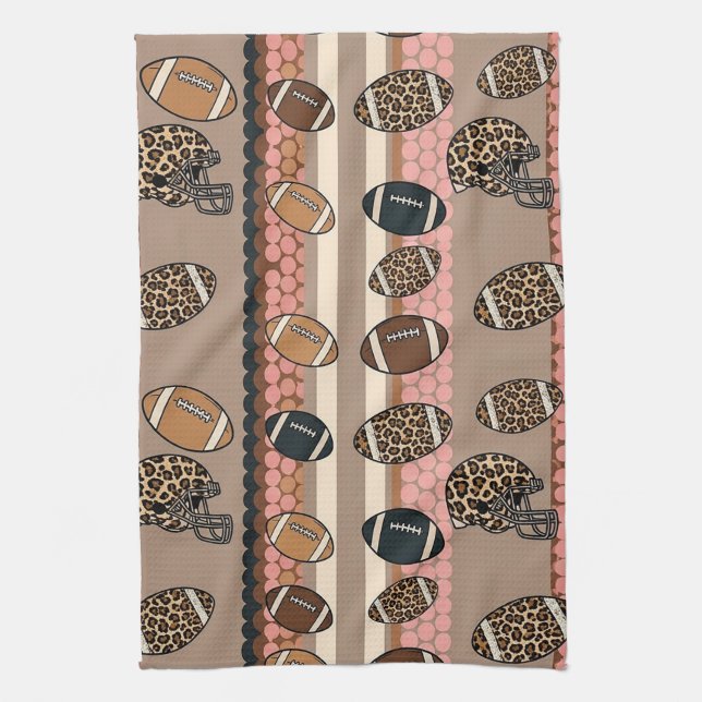 Coquette Football Bows Leopard Pattern (3) Kitchen Towel (Vertical)