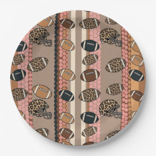 Coquette Football Bows Leopard Pattern (3) Paper Plate