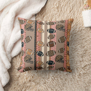 Coquette Football Bows Leopard Pattern (3) Throw Pillow
