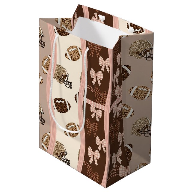 Coquette Football Bows Leopard Pattern (4) Medium Gift Bag (Front Angled)