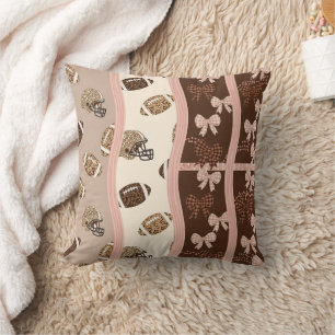 Coquette Football Bows Leopard Pattern (4) Throw Pillow