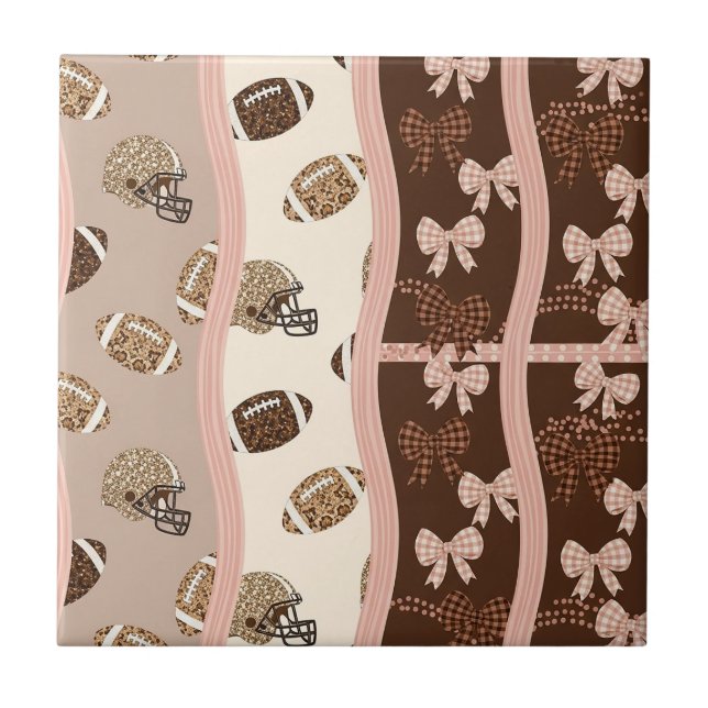 Coquette Football Bows Leopard Pattern (4) Tile (Front)