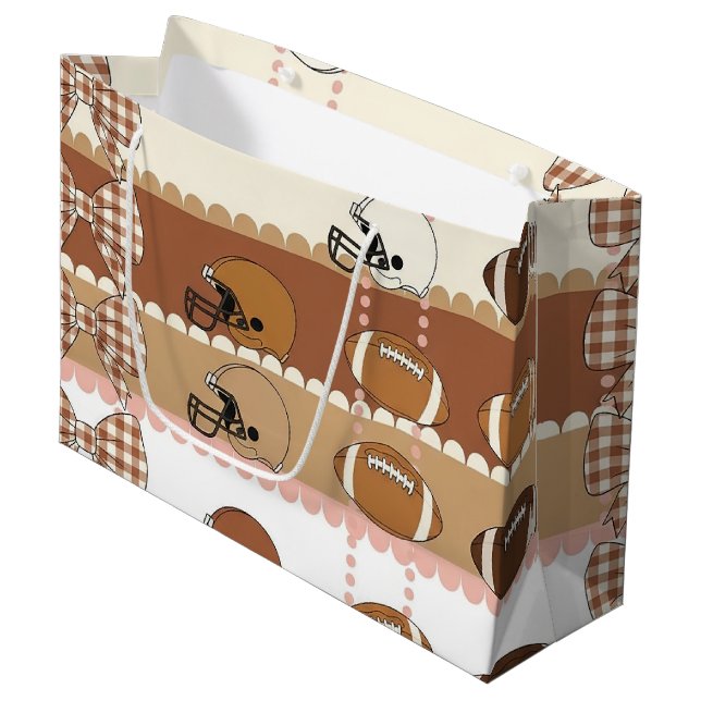Coquette Football Bows Leopard Pattern (5) Large Gift Bag (Front Angled)