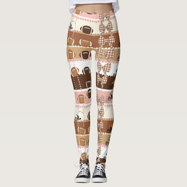 Coquette Football Bows Leopard Pattern (5) Leggings (Front)