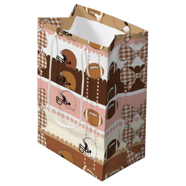 Coquette Football Bows Leopard Pattern (5) Medium Gift Bag (Front Angled)