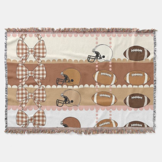 Coquette Football Bows Leopard Pattern (5) Throw Blanket (Front)