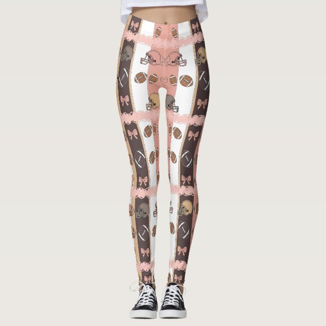 Coquette Football Bows Leopard Pattern (6) Leggings (Front)