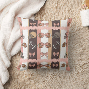 Coquette Football Bows Leopard Pattern (6) Throw Pillow