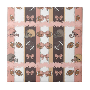 Coquette Football Bows Leopard Pattern (6) Tile
