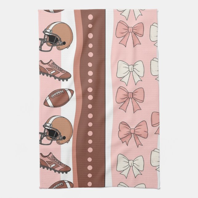 Coquette Football Bows Leopard Pattern (7) Kitchen Towel (Vertical)