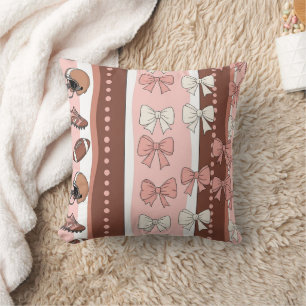 Coquette Football Bows Leopard Pattern (7) Throw Pillow