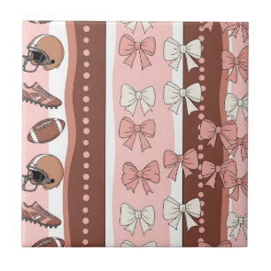 Coquette Football Bows Leopard Pattern (7) Tile