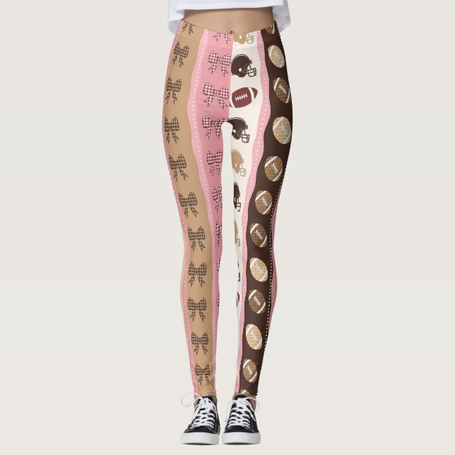 Coquette Football Bows Leopard Pattern (8) Leggings (Front)
