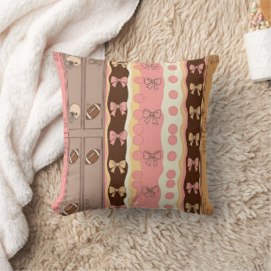 Coquette Football Bows Leopard Pattern (8) Throw Pillow