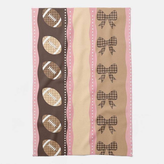 Coquette Football Bows Leopard Pattern (9) Kitchen Towel (Vertical)