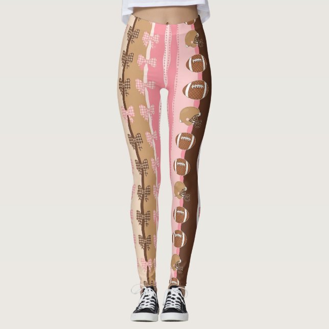 Coquette Football Bows Leopard Pattern (9) Leggings (Front)