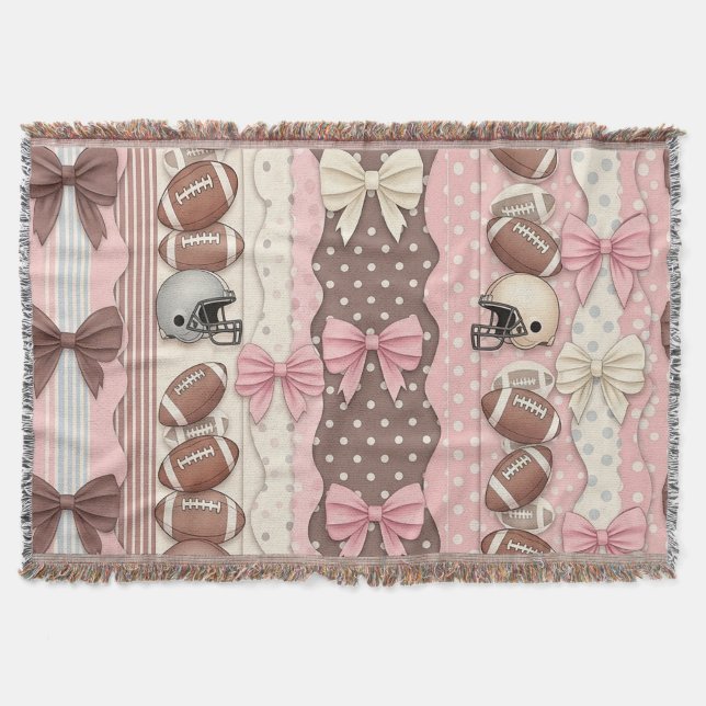 Coquette Football Bows Leopard Pattern (9) Throw Blanket (Front)
