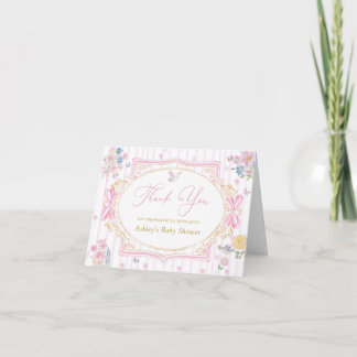 Coquette Garden Baby Girl Shower Thank You Card