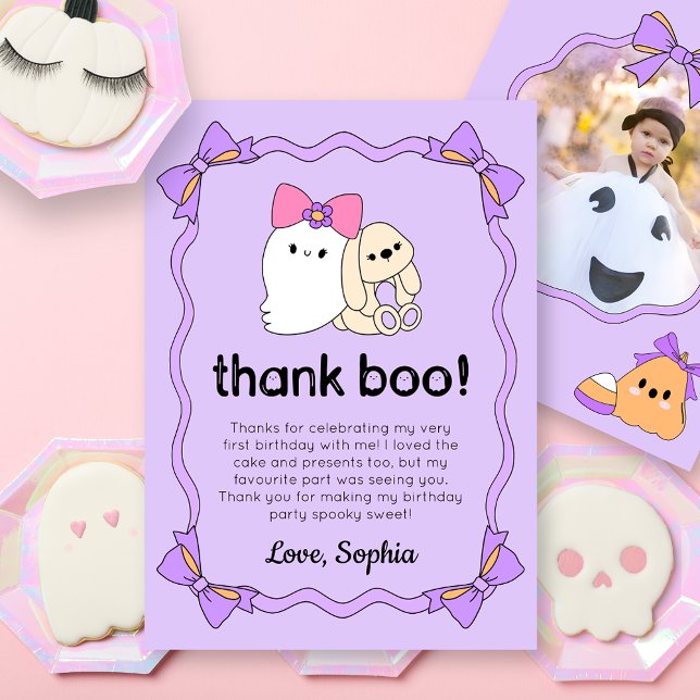 Coquette Ghost Halloween Carte de remerciements d' (Créateur téléchargé)