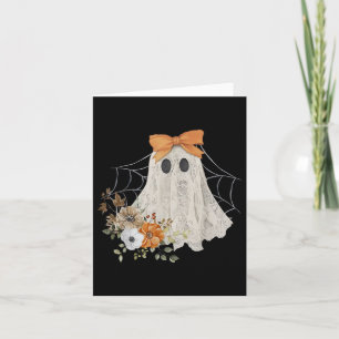 Coquette Ghost Halloween Flower Ghost Spooky Lace  Card