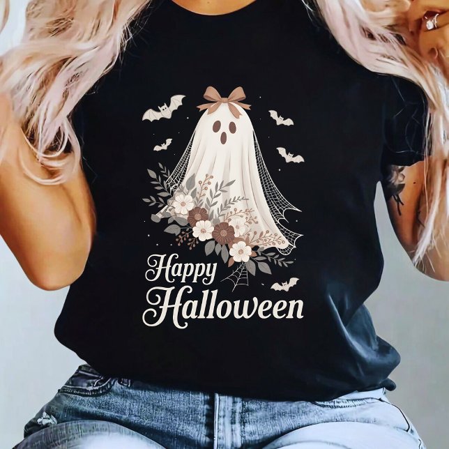 Coquette Ghost Halloween Flower Ghost Spooky T-Shirt (Creator Uploaded)