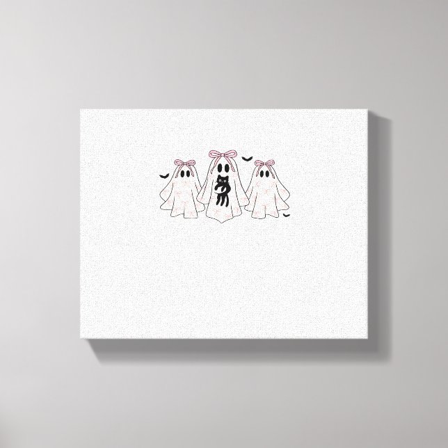 Coquette ghosts with a black cat Classic T-Shirt Canvas Print (Front)