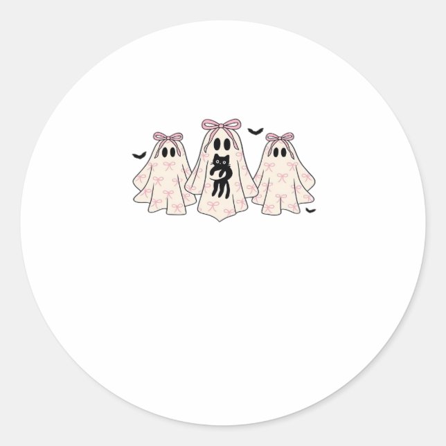 Coquette ghosts with a black cat Classic T-Shirt Classic Round Sticker (Front)
