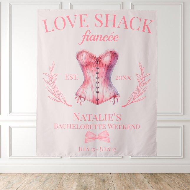 Coquette Girly Bow Corset Social Club Bachelorette Tapestry (Creator Uploaded)