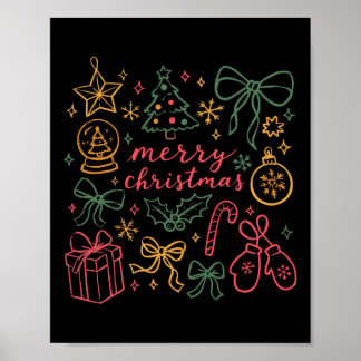 Coquette Girly Christmas Holly Xmas Jolly Merry Ch Poster