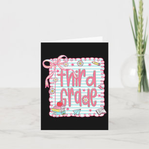 Coquette Girly Pink Bow Third Grade Teacher Back T Card