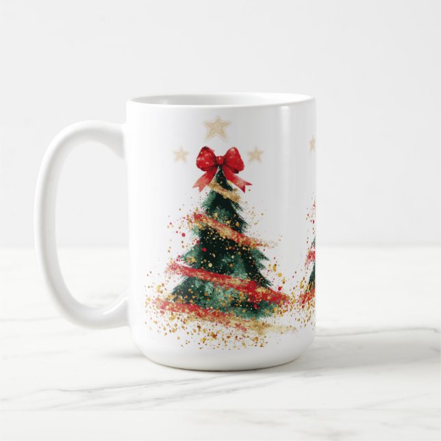 Coquette Glitter Christmas Tree Coffee Mug (Left)