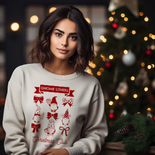 Coquette Gnome Lovers Christmas Club - Red White Sweatshirt