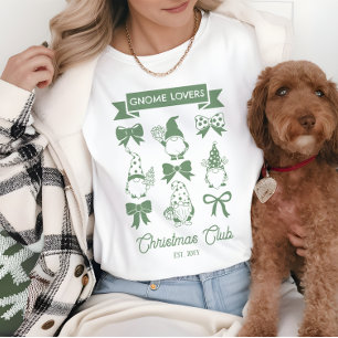 Coquette Gnome Lovers Christmas Club -Sage White Tri-Blend Shirt