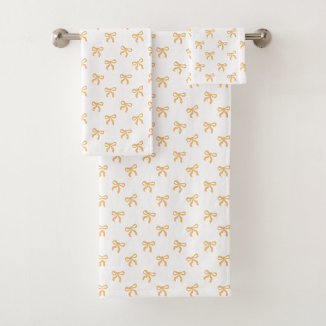 Coquette Gold Sparkle Bow  Bath Towel Set (Insitu)