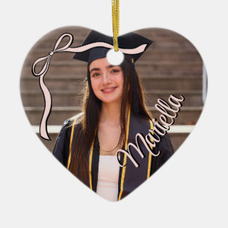 Coquette Graduate Pink Bow Graduation Class Year Ceramic Ornament