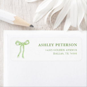 Coquette Green Bow Bridal Shower Return Address