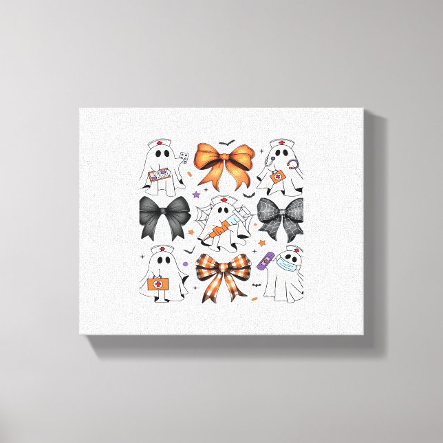 Coquette Halloween Ghost Nurse Classic T-Shirt Canvas Print (Front)