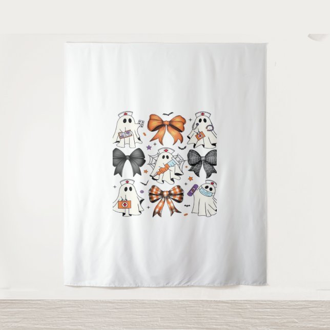 Coquette Halloween Ghost Nurse Classic T-Shirt Tapestry (Front)