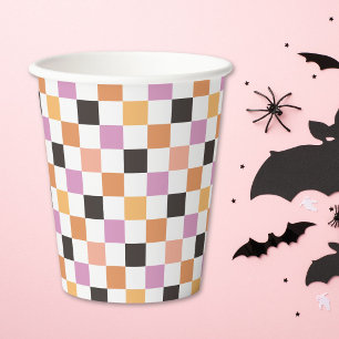 Coquette Halloween Party Chequerboard Chequered Paper Cups