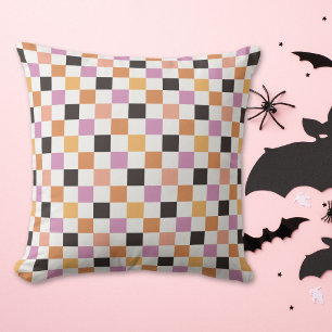 Coquette Halloween Party Chequerboard Chequered Throw Pillow
