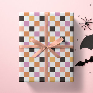 Coquette Halloween Party Chequerboard Chequered Wrapping Paper