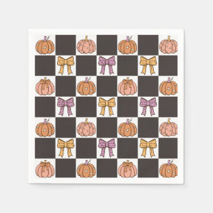 Coquette Halloween Party Girly Pumpkin Bow Preppy Napkin
