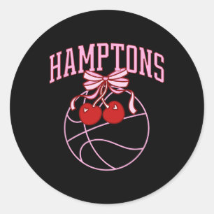 Coquette Hamptons Sketll Preppy Vintage Soft Girl  Classic Round Sticker